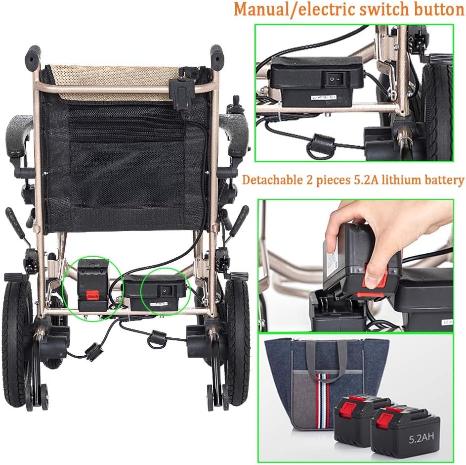 Chair 14KG Lightweight Lntelligent Folding Carry Adult Electric Wheelchairs,power For Disabled With Joystick,dual Function Heavy Duty Power Wheelchair,electric Power Or Manual Wheelchair